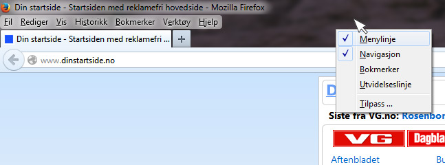 sette som startside Firefox 1