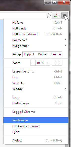 sette som startside Google Chrome 1